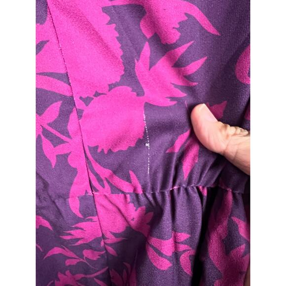 Agnes And Dora Purple Pink Floral Cap Short Sleeve Jumpsuit V Neck XS - Picture 6 of 8